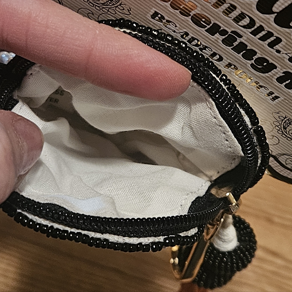 India Wandering Moon Ghost Beaded Coin Purse Pouch - Picture 4 of 6